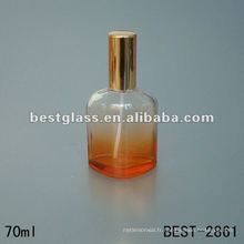 nouvelle bouteille en verre de parfum de moule conçue avec le pulvérisateur et le chapeau en aluminium orange 70ML